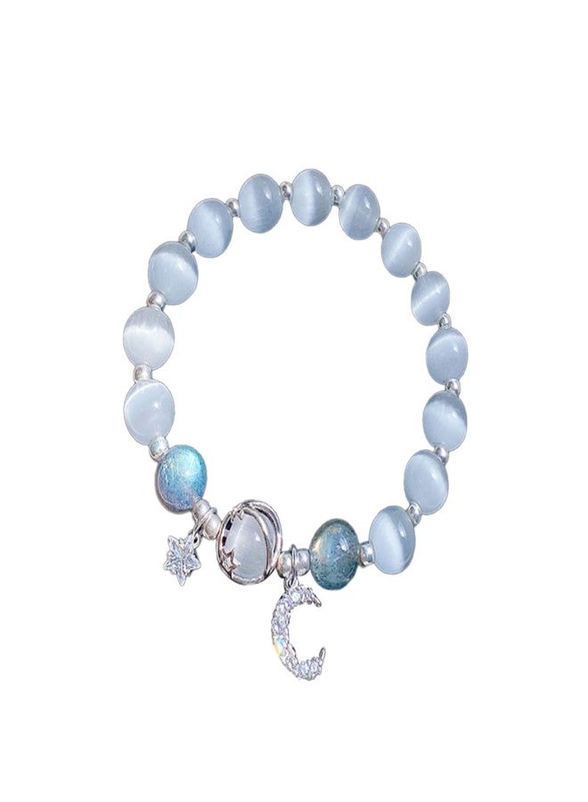 Aktully Crystal Healing Bracelets for Women Stars Moon Planet Bracelet Crystal Healing Beaded Bracelets Lucky Energy Chakra Beads Bracelet for Women (Grey) - Image 1